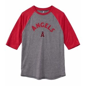 Los Angeles Angels Raglan T-Shirt MLB Baseball Red Gray 3/4 Sleeve Mens M